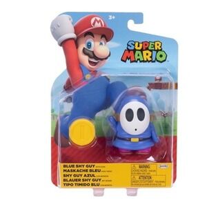 SUPER MARIO BLUE SHY GUY With COIN 4" Official Nintendo JAKKS PACIFIC